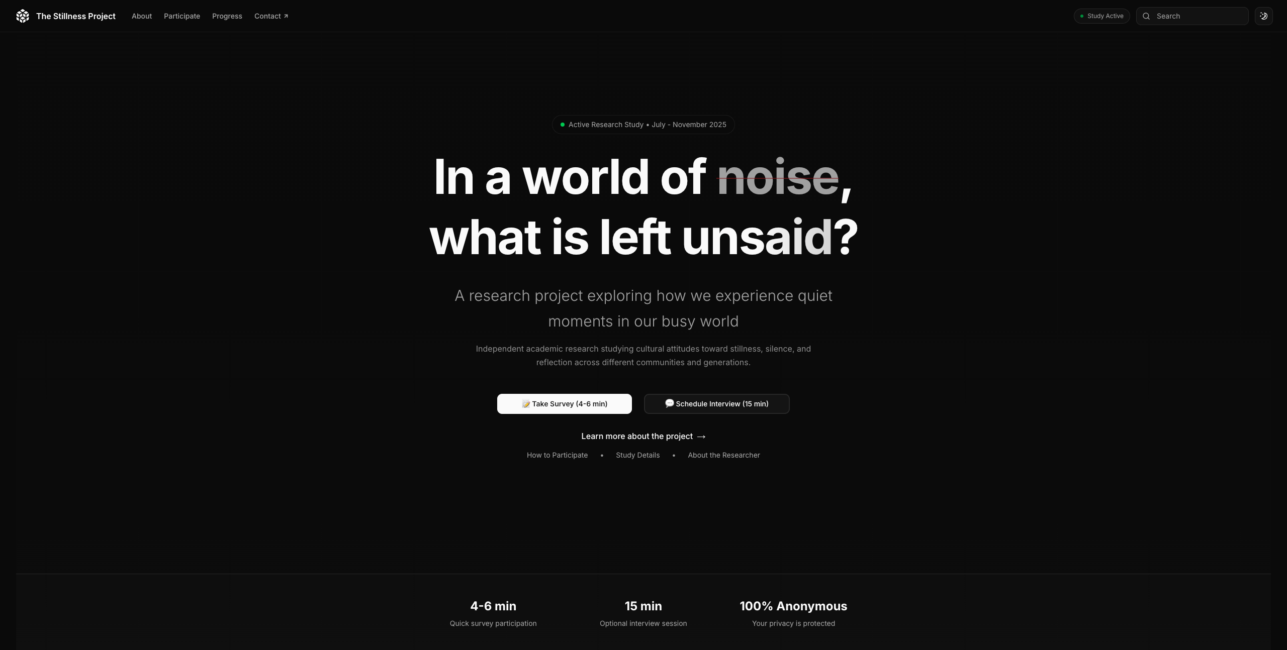 The Stillness Project research preview
